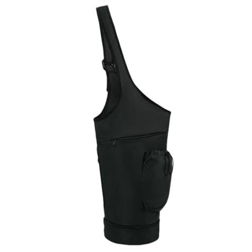 Sac à dos pour tapis de yoga noir en nylon avec pochette de rangement et bandoulière réglable