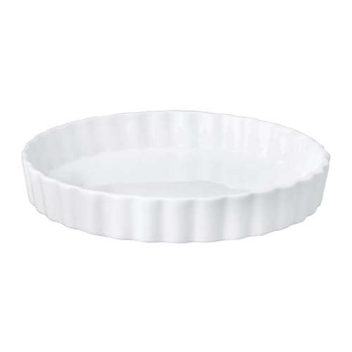 HIC Kitchen Round Quiche Dish, Fine Porcelain, 8-Inch