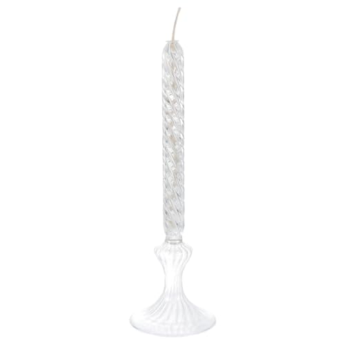 OSALADI Spiral Glass Oil Lamp, Refillable Candle Holder, Vintage Style Taper Candle Lantern, Decorative Glass Oil Lamp for Home Decor, Romantic Dinner, Ambient Lighting and Emergency Use