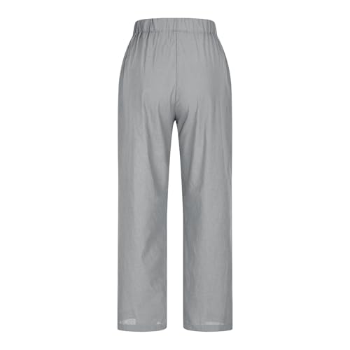 bmkBWO Linen Pants Women Petite Straight Leg Summer Cotton Linen Wide Leg Lounge Pants High Waisted Casual Plus Size Trousers4