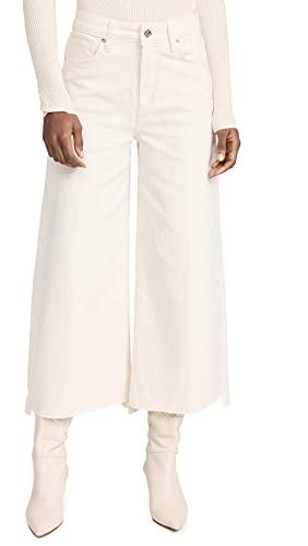 Jeans Femme PAIGE Frankle Jambe Large Taille Haute Ourlet à Niveau
