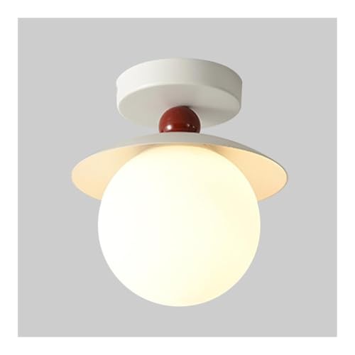 Lámpara de Techo semiempotrada de Estilo nórdico Moderno, de Mediados de Siglo, con Esfera de Vidrio Esmerilado y Aplique de Metal para decoración Interior del hogar, Ideal para pa