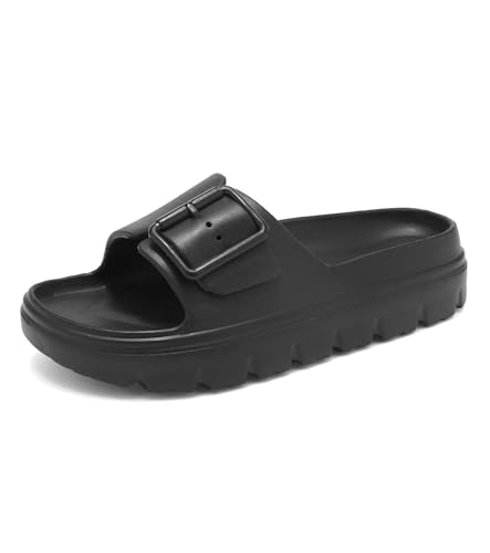 Image of Haifago Womens Platform Sandals with Arch Support, Summer Beach Slides with Adjustable Buckle, Comfort Lightweight Chunky Cushion Slip on Sandal