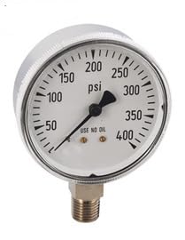 Airgas 2 1/2" 0-4000 PSI Nickel Plated Brass Gauge with 100 PSI Graduations and 1/4" Male NPT Lower Mount 6 Pack