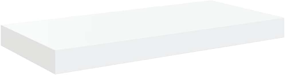 Floating Wall Shelf Set of 2, High Gloss White MDF, 19.7 inch Ledge Shelves for Living Room Decor, Modern Bathroom & Bedroom Wall Shelves