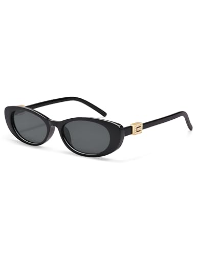 Retro Oval Sunglasses for Women with Small Faces, Vintage Cat-Eye Sun Glasses with Gold Accents AP3754