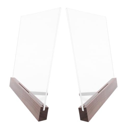Soporte para A4 de acrílico con base de madera estable que evita caídas de carteles