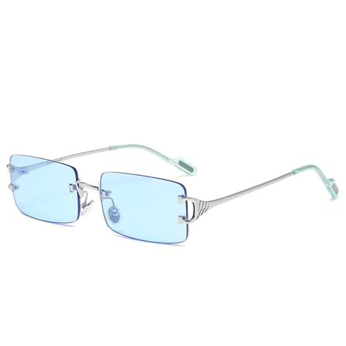 Lunettes de soleil rectangulaires femmes verres teintés tendances carrées UV400 sans bords