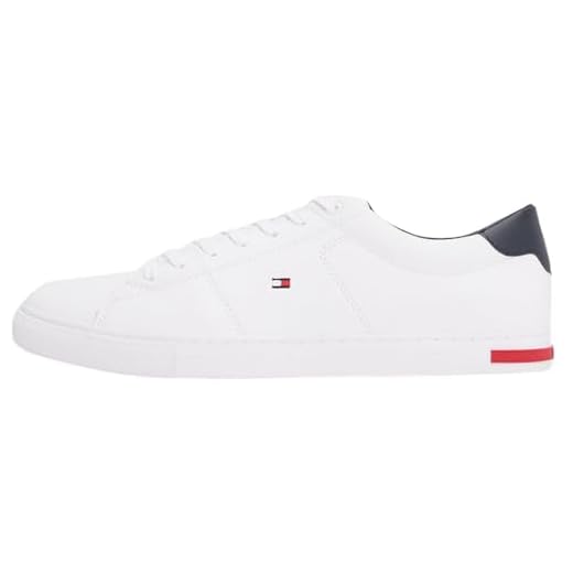 Tommy Hilfiger Hombre Vulcanized Sneaker Essential Leather Detail Vulc Zapatillas, Blanco (White), 42 EU