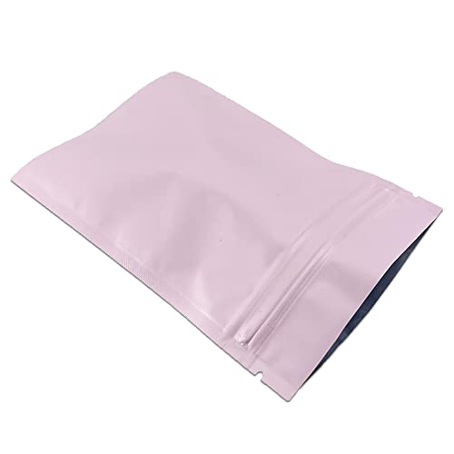 FERENLI 100Pcs Zipper Lock Self Seal Flat Pouch for Zip Aluminum Foil Lock Package Bag Coffee Food Storage Resealable Mylar Bags Heat Sealable Candy Reclosable Bags (8x12cm (3.1x4.7 inch), Pink)