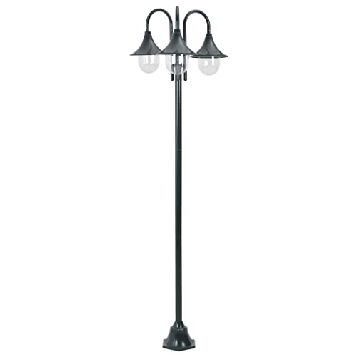 Lámpara de techo E27 verde oscuro de aluminio con 3 faroles para iluminar porches