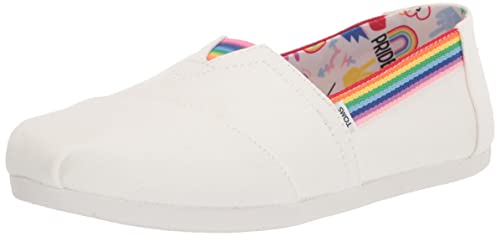 Image of TOMS Women's Alpargata 3.0 Espadrille, White Canvas /Rainbow Webbing,7