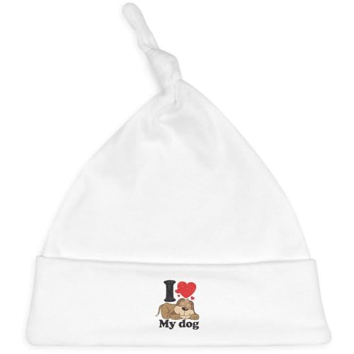 Azeeda 'I Love My Dog' Baby Beanie Hat (BH00034969) White