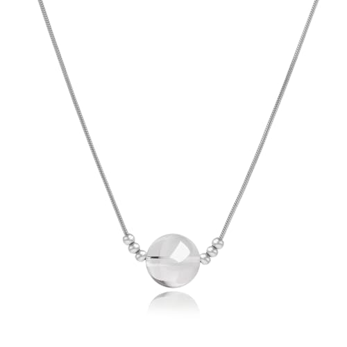 MORIANCE Clear Quartz Necklace for Women 10mm Clear Quartz Stone Pendant Necklace Jewelry Healing Crystal Necklace White Crystal Necklace for Women