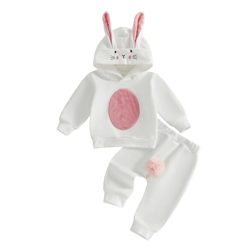 GOOCHEER Toddler Baby Boy Girl Easter Outfit Bunny Ear Hooded Long Sleeve Shirt Top and Pants Set...