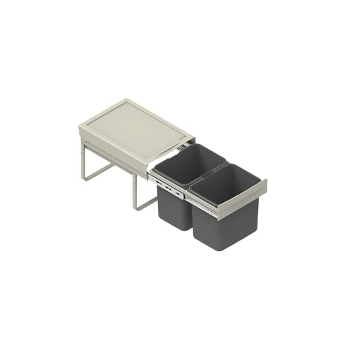 Furnifit Cubo De Basura Empotrable Para Armario De 40 Cm, Sistema De Residuos Con Tapa, Cierre Suave Y Extracción Completa, 2 X 20 L, Montaje Frontal, Color Plateado Furnifit Cubo De Basura Empotrable Para Armario De 40 Cm, Sistema De Residuos Con Tapa, Cierre Suave Y Extracción Completa, 2 X 20 L, Montaje Frontal, Color Plateado