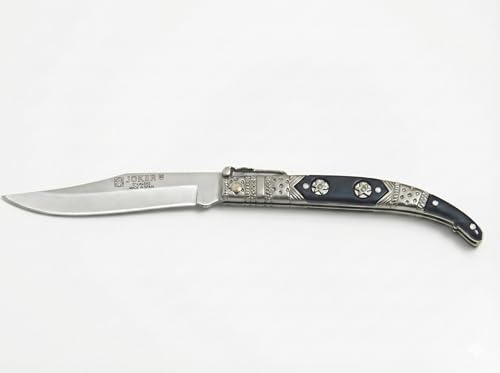 Joker Classic Pocket Knife decorated N102 with zamak handle - ABS, blade 3.54 inches stainless steel 420, 60 gr, fishing tool, Hunting, camping and hiking (Black)