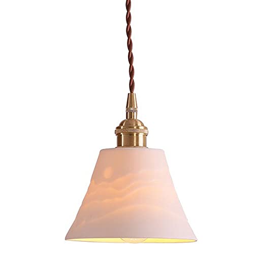 Lustre céramique japonaise et laiton, luminaire suspendu haut de gamme 1 lumière
