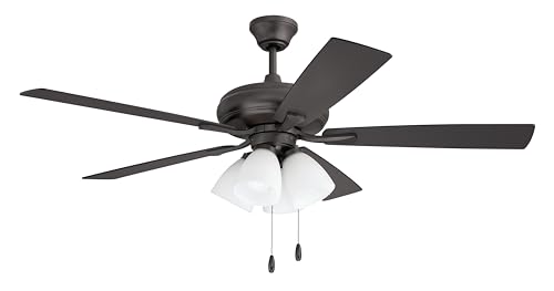 Craftmade Eos Frost 4 Light 52 in. Classic Bronze Finish Dual Mount (Flat or Angled Ceiling) Indoor Ceiling Fan with Light Kit and Pull Chains Included