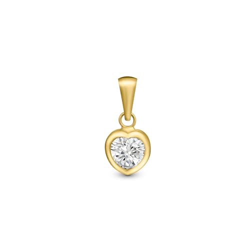 Amberta Allure Pendentif avec Zircone pour Femme en Or 9 Carats: Pendentif Cœur avec Zircone