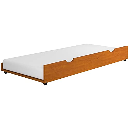 Rosebery Kids Twin Solid Wood Pullout Trundle In Honey Finish #TOP4