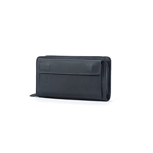 PORRASSO Men's Wallet Leather Clutch Bag Card Holder Cell Phone Purse Long Wallet with 8 Card Slots Black