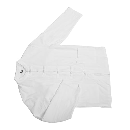 Camisa de manga larga de algodón y lino para hombre estilo tradicional Ipetboom