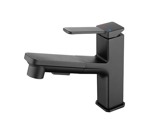 Robinet de lavabo extractible QTANZIQI anti-éclaboussures pour évier de salle de bain