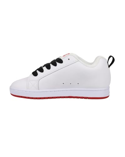 DC Men's Court Graffik Skate Shoe, White/Red/Black, 9 D US, 9 M US