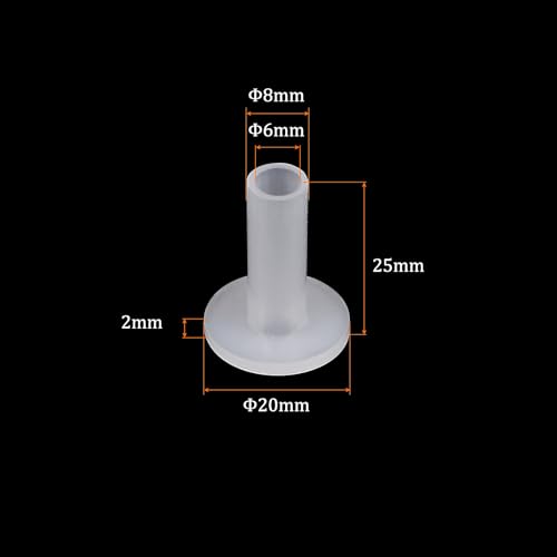 Kozelo 4 Stück Nylon-Flanschbuchsen [6 mm Bohrung x 8 mm Außendurchmesser x 25 mm Länge] Nylon-Kunststoffbuchsen für Welle, weiß