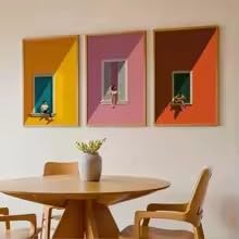 LIRHIQYGF Tríptico moderno para alféizar de ventana, lámina decorativa de pared, lienzo, póster, cuadro para sala de estar, dormitorio, decoración del hogar (30x45cmx3/marco)