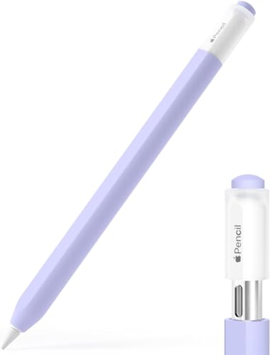 Image of Pencil Case for Apple Pencil (USB-C) 3rd Generation Silicone Protective Cover Sleeve, Supports Magnetic Attachment 3rd Gen (Light Purple)