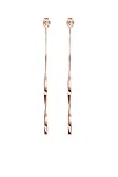  Pendientes largos curvos, Pendientes de oro de 9K 14K 18K, Oro rosa, Pendientes de barra trenzada, Onda delicada, Regalo de verano para ella/code: 0.003