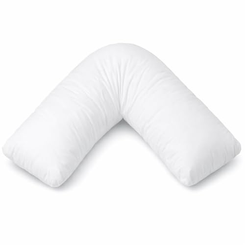 GOHAR HOME V Shaped Pillow Extra Filled Virgin Hollowfibre Orthopedic Back Support Cushion 74 x 34 cm Pregnancy Pillow Maternity & Nursing Support Body Bed & Sofa Sitting Support White