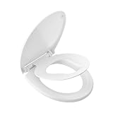Ibergrif M41002-2 Tapa WC, Asiento de Inodoro Familiar con Cierre Suave en Forma de O con Liberación Rápida, Fácil de Limpiar, Blanco
