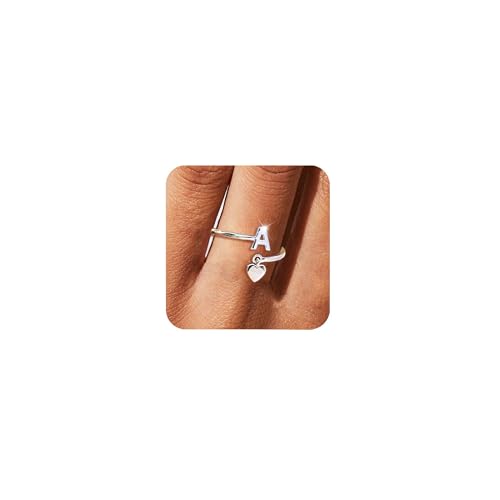 Silver-Initial-Rings-for-Women-Non-Tarnish-Thumb-Rings-Sterling-Silver-Plated-Adjustable-Rings-for-Women-Stackable-Heart-Ring-letter-rings-for-women