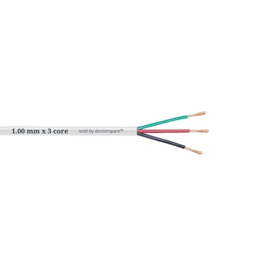Image of 1.0 Sq. mm 3 Core Round Copper Wires & Cables for Home, Domestic & Industrial Electrical Connections - White (3 metres)