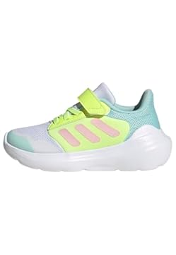 adidas TENSAUR Run 3.0 Shoes Children, Scarpe da Corsa, Cloud White/Clear Pink/Hi-RES Yellow, 28 EU