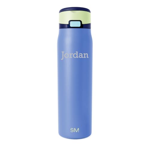 Image of Simple Modern Personalized Water Bottle with Straw | 30oz | Blue | Mesa Loop Insulated Water Bottle with Handle for School, Sports, Travel | Leak Proof, Stainless Steel | Custom, Neptune