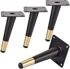 Anikaa Sofa Hardware Leg Multipurpopse Furniture Metal Legs Black & Gold Cone Shape Design Legs - Set of 4 (16 inches)