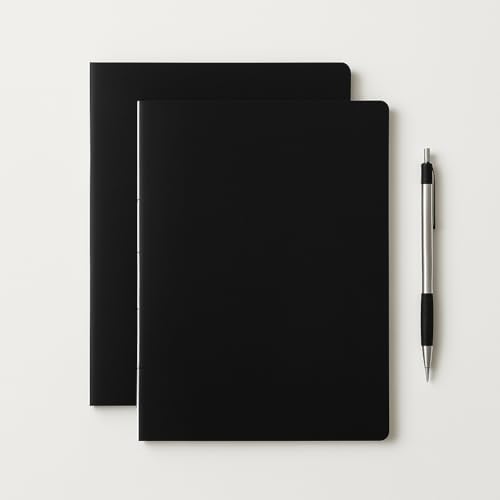 Fark Tanıtım Özel Tasarım Siyah Kraft Kapaklı A4 Defter - 180 Derece Açılabilir, Sırtı Dikişli,%100 El İşçiliği, Ofis, Okul, Günlük Kullanım İçin İdeal Defter (Kareli)