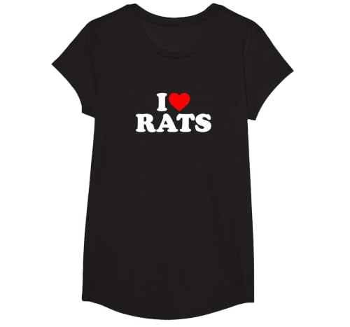 I Love Rats,I Heart Rats T-Shirt, Girls, Black, X-Small