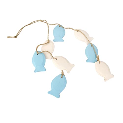 PRETYZOOM arredamento furviking wood soprammobili ornamento da parete da spiaggia decorazioni da appendere con pesci mediterranei piccolo pesce decorare rete da pesca Bambù