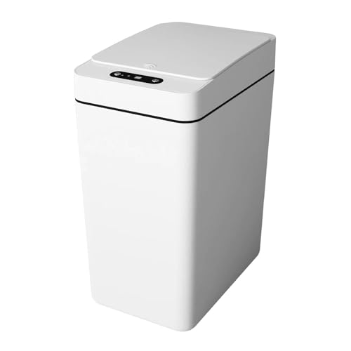 SiaBiced バスルームセンサーゴミ箱自動開閉15L大型容量コンパクトデザイン, 白