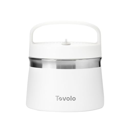 Tovolo Viajero de alimentos aislado de acero inoxidable, blanco, recipiente de doble pared sin BPA para alimentos fríos y calientes, 1 cuarto de galón, apto para lavavajillas
