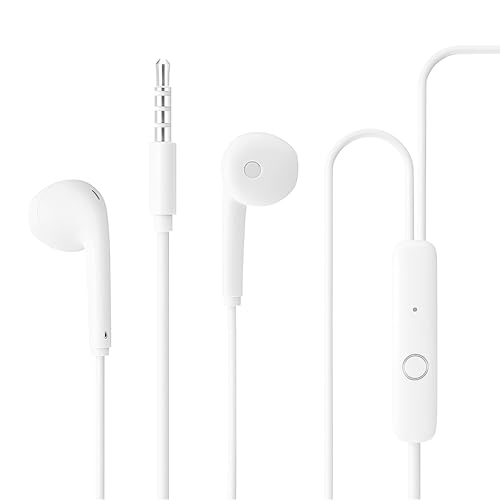 GearZTouch iBLAST Wired Earphones with Mic, Deep Bass 3.5mm Jack Headphones for Mobile, Laptop & Tablet | Tangle-Free Cable, in-Ear Noise Isolation Earbuds for Clear Sound & Comfort- White