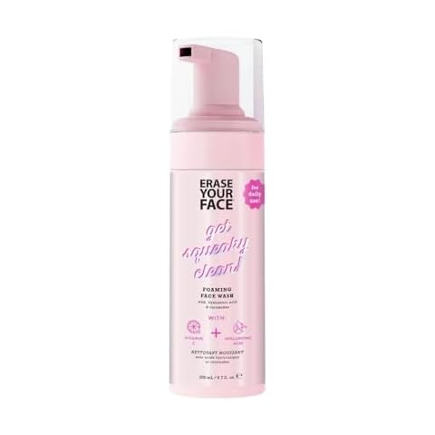 ERASE YOUR FACE Foaming Face Wash - Gentle Face Wash to Rejuvenate & Nourish Skin - Hydrating Face Wash Enriched with Hyaluronic Acid, Ceramides & Vitamin C for a Radiant Glow (6.8 Fl Oz) Cover