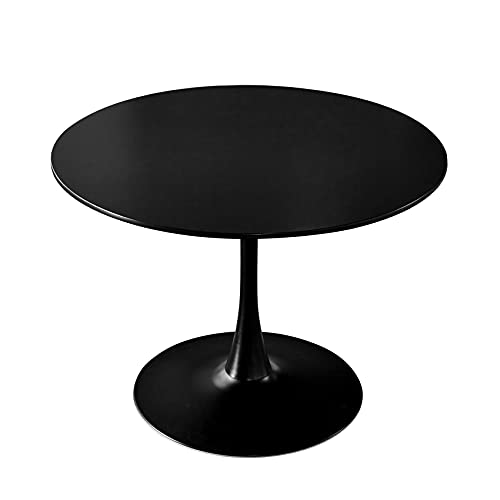 FMD 42 inch Round Tulip Pedestal Dining Table Black Mid-Century Modern Table, Black, FMD-Tulip-BK-42 FMD 42 inch Round Tulip Pedestal Dining Table Black Mid-Century Modern Table, Black, FMD-Tulip-BK-42