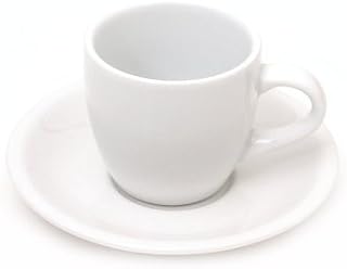 Vertex Porcelain Demitasse Cup & Saucer Set, 3.5 oz - Durable, Chip-Resistant for Espresso, Microwave & Dishwasher Safe