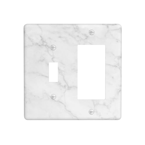 White Marble Double Gang Toggle Rocker Decorative Light Switch Cover, 2-Gang Wall Plate Cover